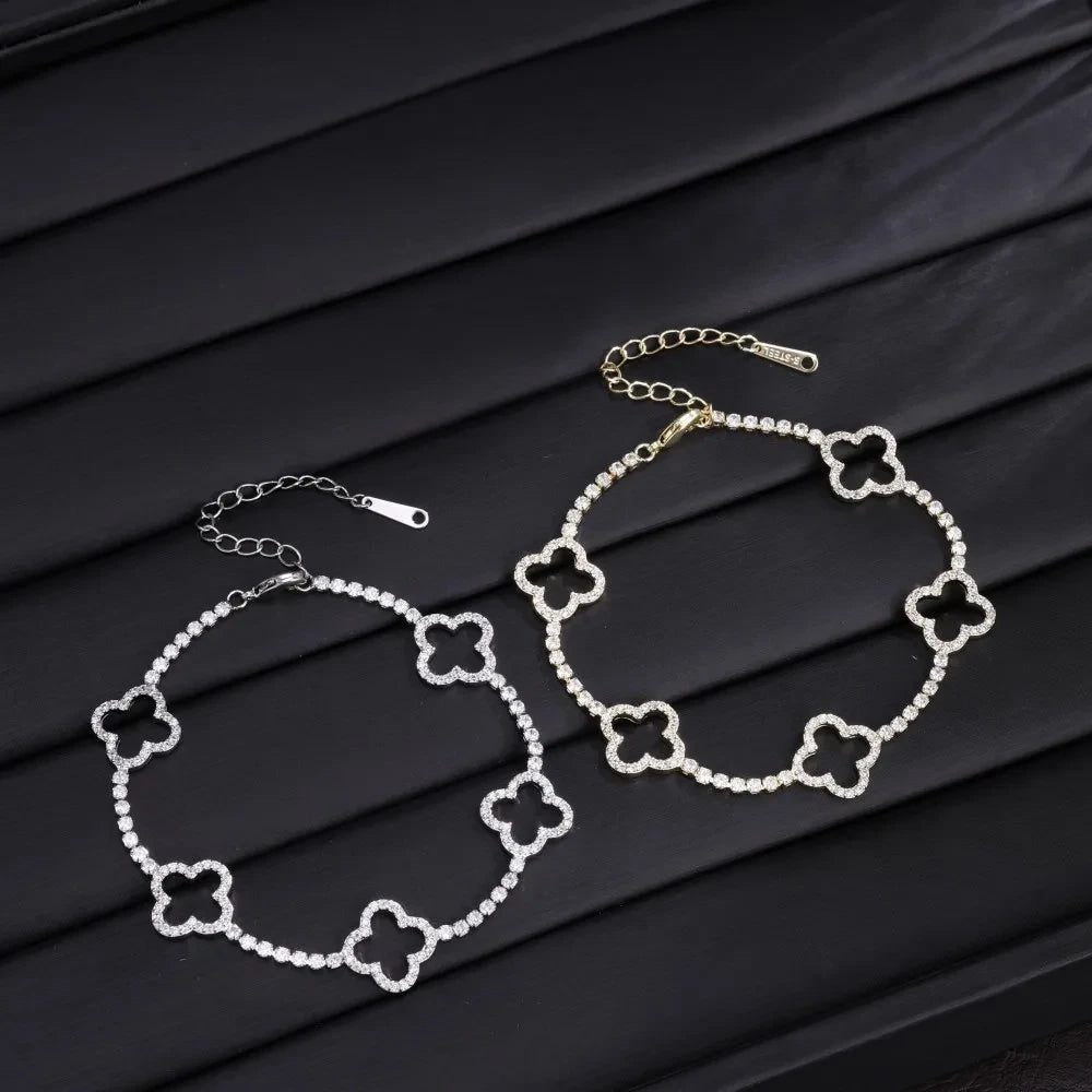 Hollow Flower Zircon Link Bracelet