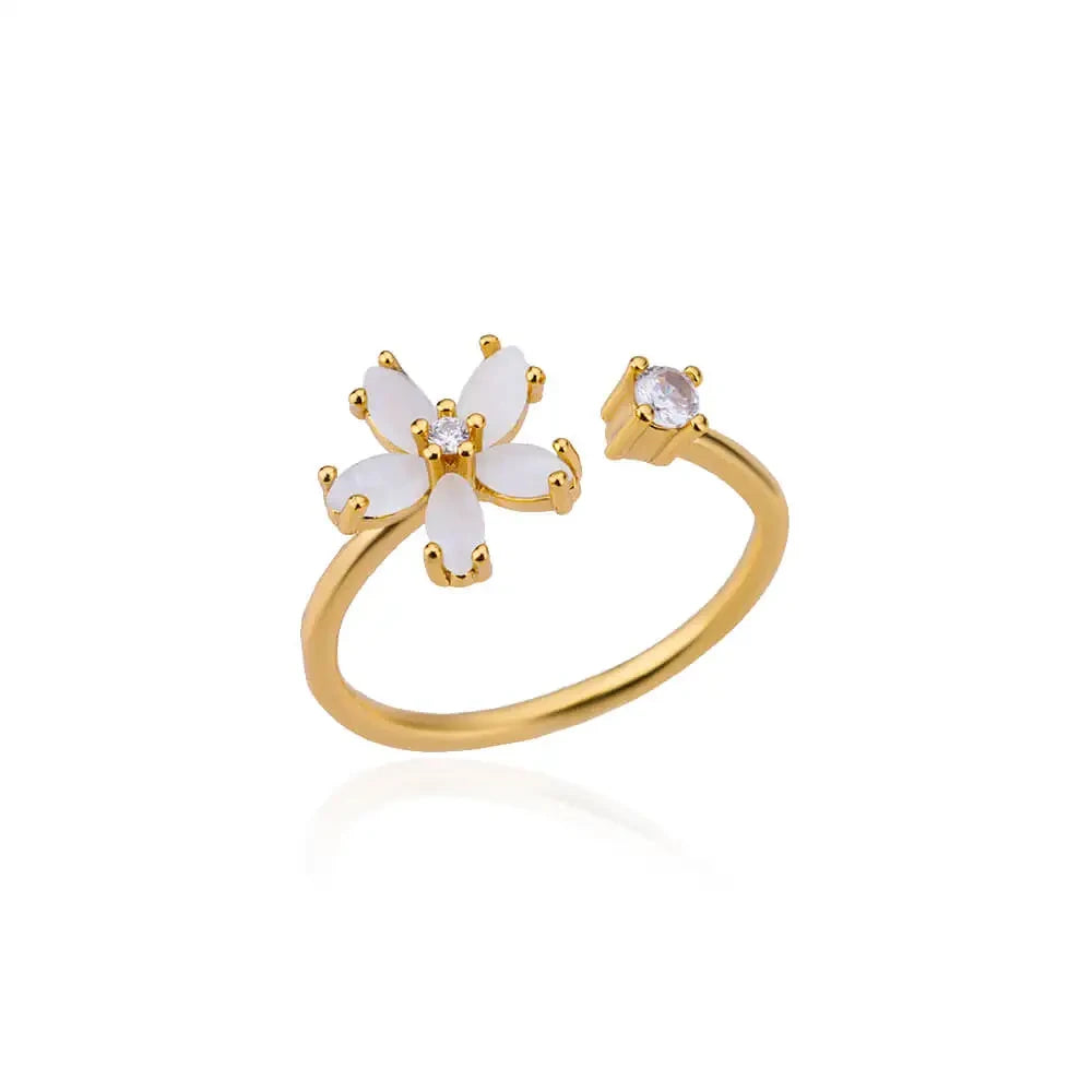 Adjustable Gold Floral Ring