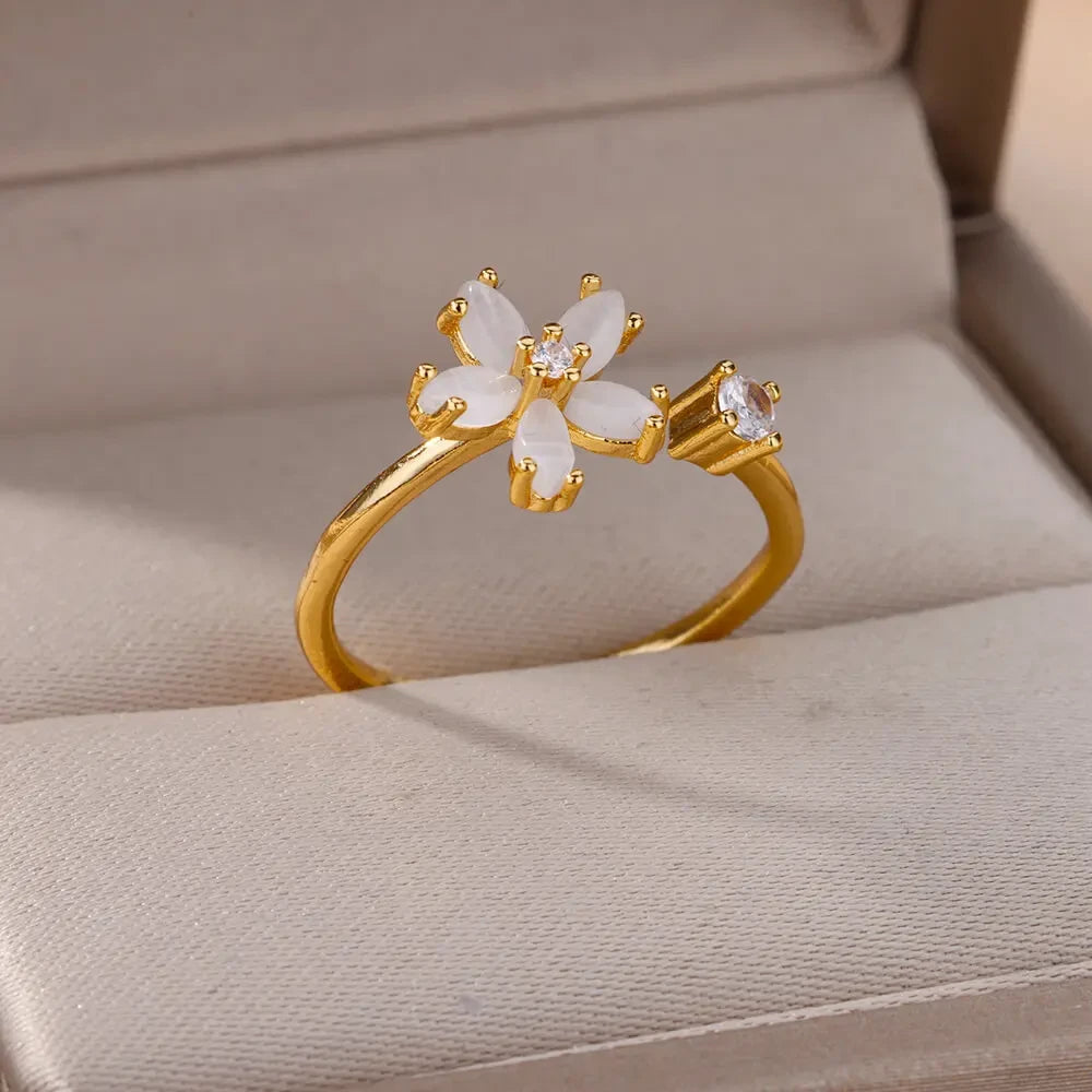 Adjustable Gold Floral Ring
